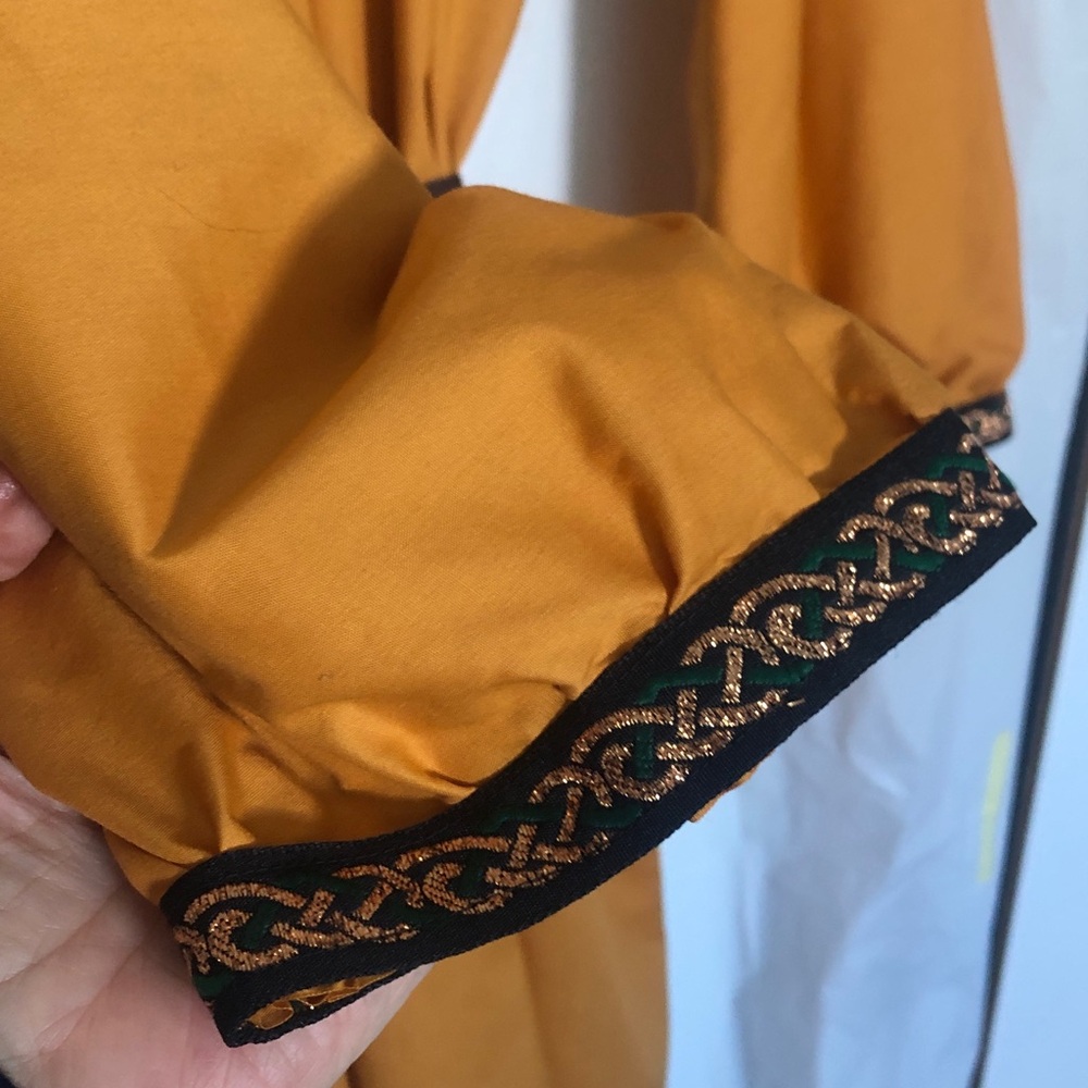 Gothic gown gold cotton with embellished collar and wrists; custom Museum Reprod - Picture 7 of 10